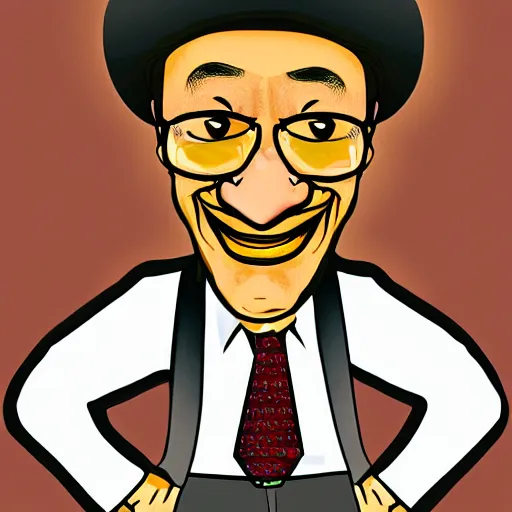 Image similar to Cartoon caricature of Gus Fring, silly