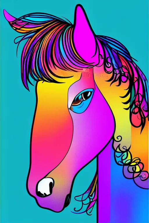 Prompt: minimalist boho style art of a colorful horse, illustration, vector art