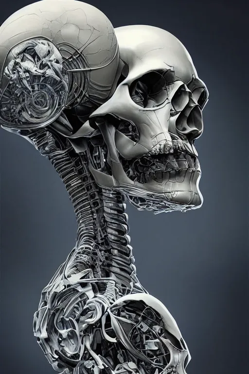 Prompt: Ultra realistic illustration of a robot sitting holding a human skull!!!!!!!, cyberpunk, sci-fi, fantasy, intricate, elegant, highly detailed, digital painting, artstation, concept art, smooth, 8k octane render, extremely hyperdetailed, intricate complexity, sharp focus, illustration, art by artgerm and greg rutkowski and blizzard studios