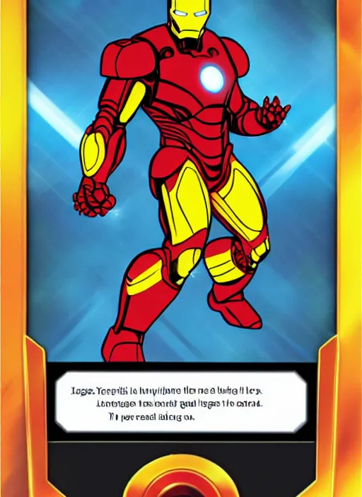 Image similar to iron man, pokemon card style