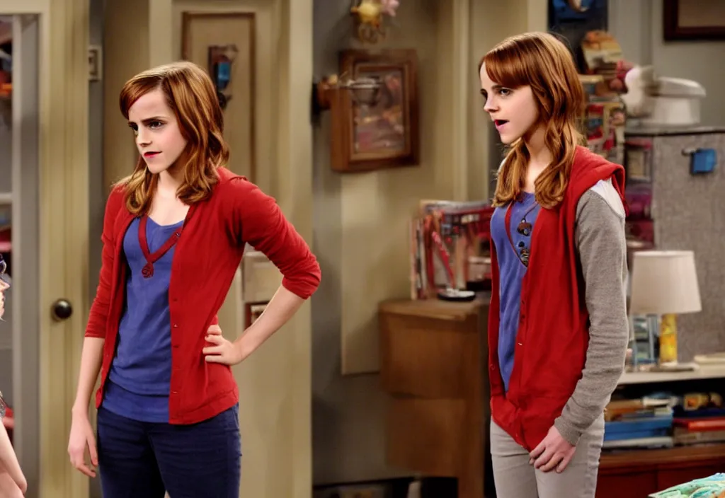 emma watson as penny from the big bang theory episode | Stable Diffusion