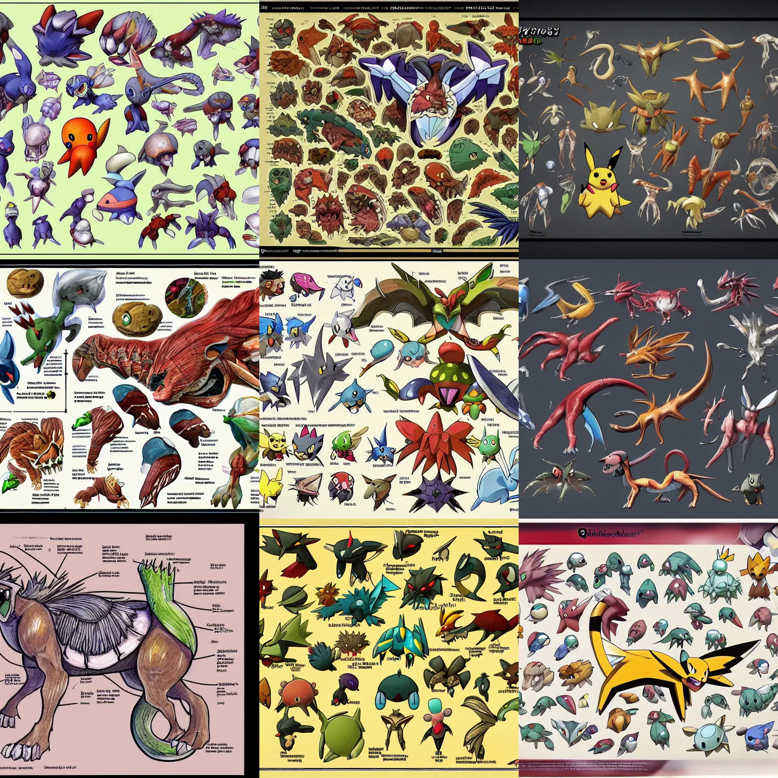 Prompt: pokemon anatomy diagram dissection, illustration, highly detailed