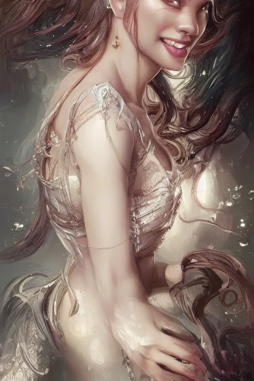 Prompt: !dream Portrait of beautiful smiling Ultra realistic illustration, beautiful alluring female dark elf woman, prioress, fantasy, intricate, elegant, highly detailed, digital painting, artstation, concept art, smooth, sharp focus, illustration, art by Yintion J , Jiang Geping and artgerm and greg rutkowski and alphonse mucha.