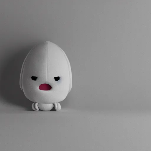 Prompt: cute fumo plush of a yurei lurking in the dark, black and white, found footage, vray