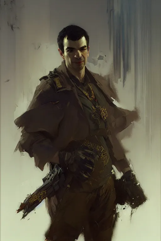 Prompt: nathan fielder, portrait dnd, painting by gaston bussiere, craig mullins, greg rutkowski, yoji shinkawa