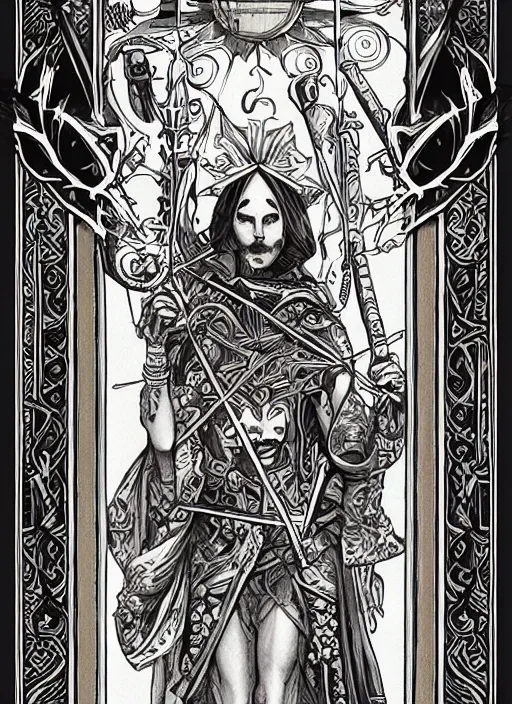 Image similar to tarot card template layout _ by _ filipe _ pagliuso _ and _ justin _ gerard _ symmetric _ fantasy _ highly _ detailed _ realistic _ intricate _ port