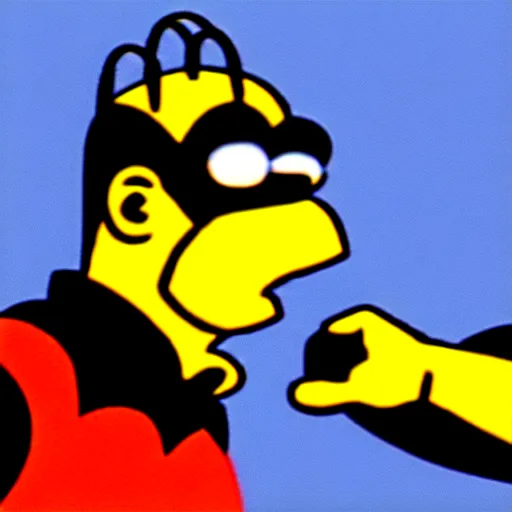 Image similar to Homer simpson punching batman , photograph , HD , 4k
