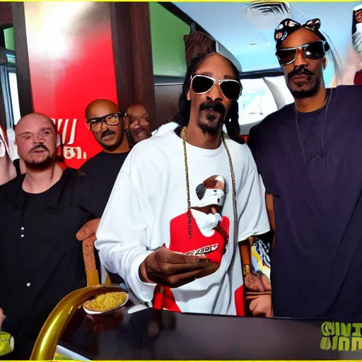 Prompt: snoop dogg visits burger king and starts a fight