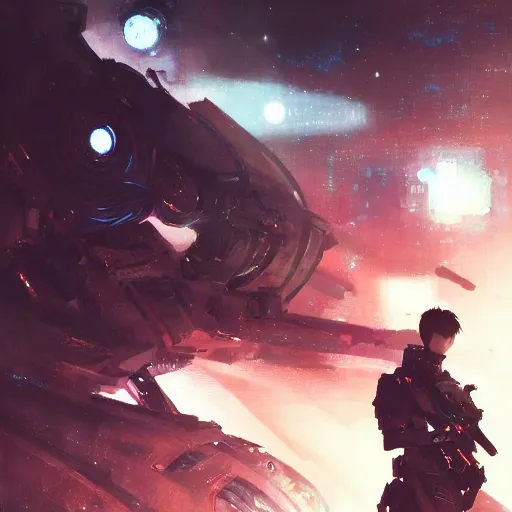 Image similar to bokeh, beautiful detail, stars in the sky, cybernetic, sci-fi space game art, jeon Jungkook holding a gun. alien planet art by Akihito Yoshitomi AND Yoji Shinkawa AND Greg Rutkowski, Mark Arian trending on artstation