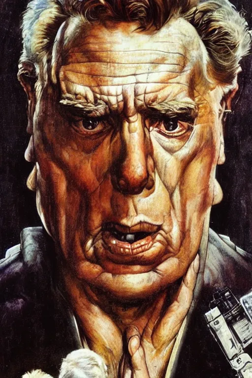 Image similar to Quaid from Total Recall painted by Norman Rockwell
