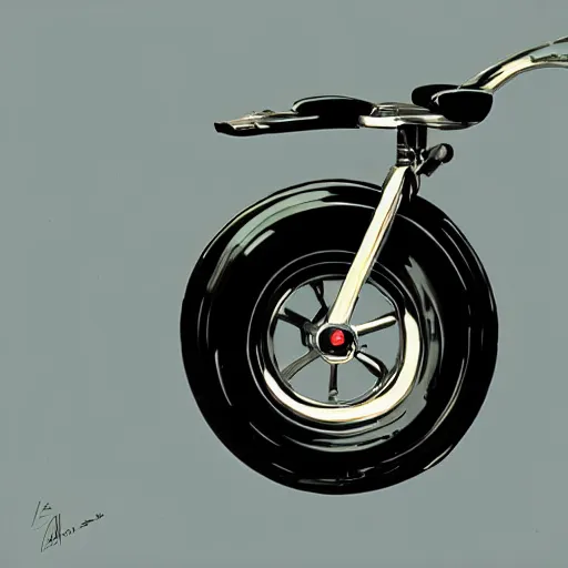 Image similar to car unicycle, painted by syd mead, high quality