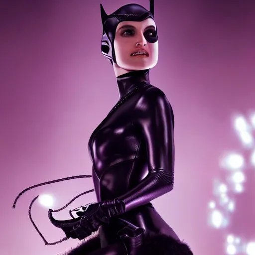 Prompt: stunning awe inspiring natalie portman playing catwoman, movie still 8 k hdr atmospheric lighting