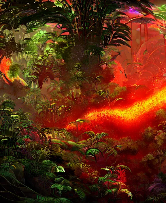 Image similar to intricate transparent clear see - through image of fire, lush botany, robotic environment, colorful psychedelic, ultra realistic, concept art, art nouveau, photorealistic, octane render, 8 k, unreal engine. art by nori inoguchi and sam kaplan and zachary goulko and christopher marley