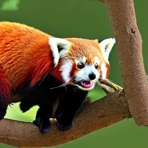 Prompt: red panda flipping the bird digital art