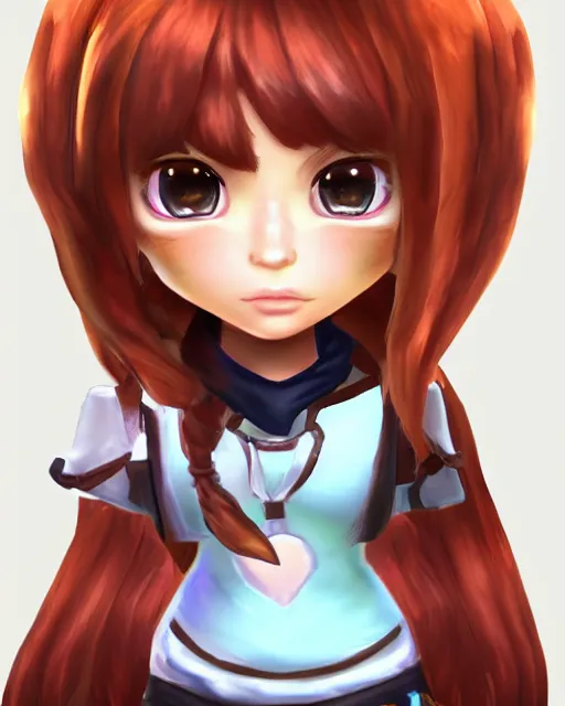 Image similar to katelynn mini cute style, highly detailed, rendered, ray - tracing, cgi animated, 3 d demo reel avatar, style of maple story, maple story gun girl, katelynn from league of legends chibi, perfect eyes, realistic eyes