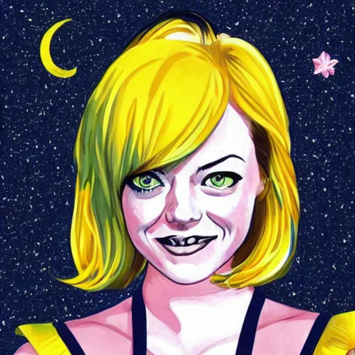 Image similar to emma stone in the style of sailor moon