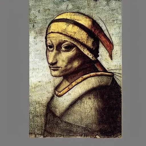 Image similar to Rat Warrior wearing a head band with a scar on it by Leonardo DaVinci