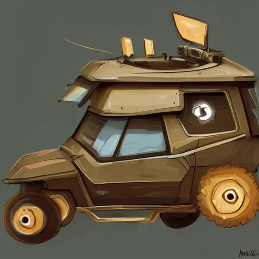 Image similar to 2d concept art of small vehicle by Dawid Michalczyk