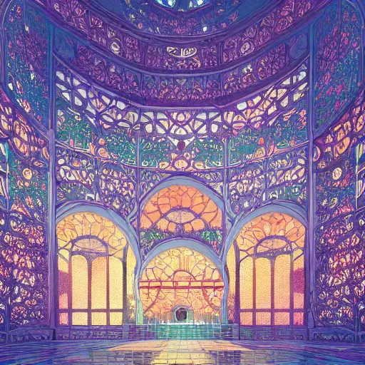 Prompt: a beautiful hyperdetailed illustration of absolutely beautiful blooming flower mosque alone, perfectly shaded, atmospheric lighting, style of studio ghibli, makoto shinkai, raphael lacoste, louis comfort tiffany, james jean, victo ngai, ross tran, chinese style
