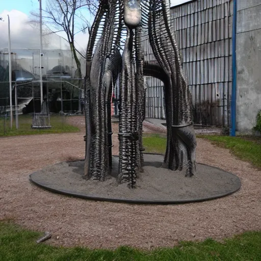Image similar to a children's playground designed by hr giger