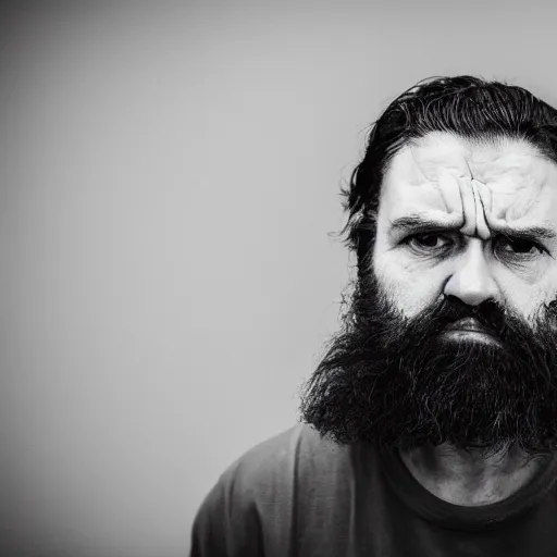 Image similar to a portrait of an angry bogan, canon eos r 3, f / 1. 4, iso 2 0 0, 1 / 1 6 0 s, 8 k, raw, unedited, symmetrical balance, in - frame