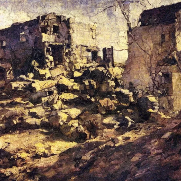 Image similar to a building in a landscape, by dean cornwell