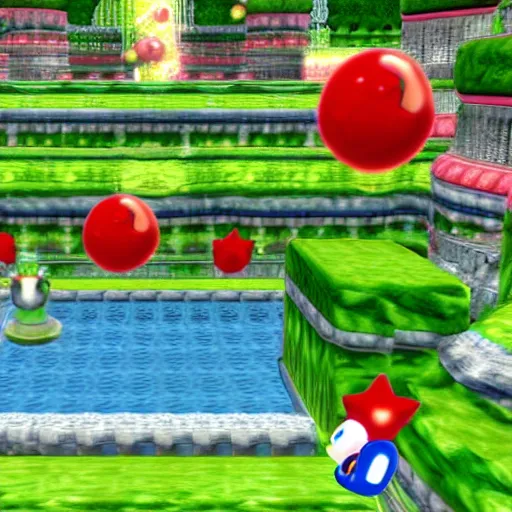 Image similar to a screenshot of the Chao Garden in Sonic Adventure 2 Battle
