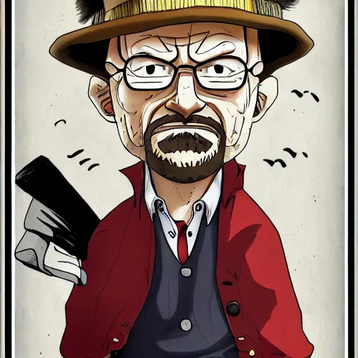 Image similar to walter white as luffy