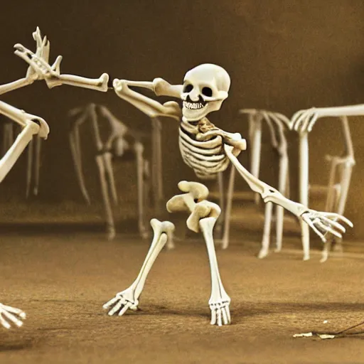 Prompt: a beautiful skeleton dancing