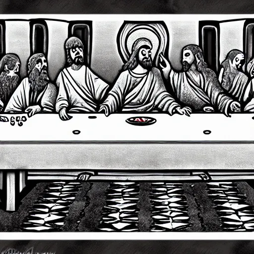 Image similar to one line art of the last supper