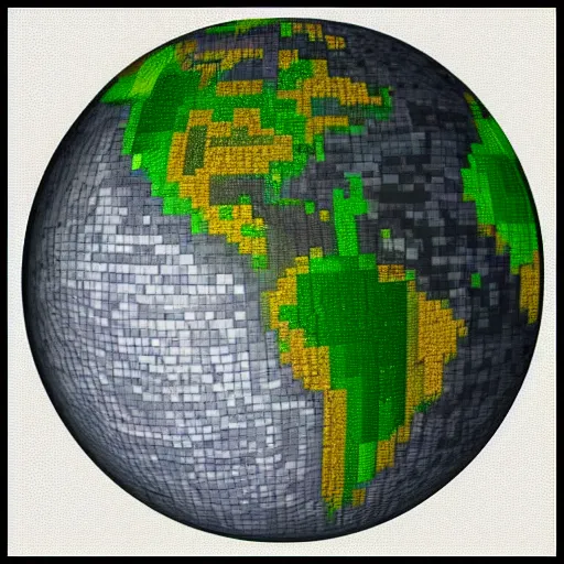 Image similar to the earth with the text wp inside, pixel arts, highly detailed