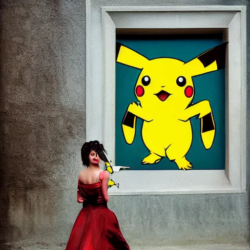 Image similar to elegant woman dressed up as pikachu art photo by Steve McCurry