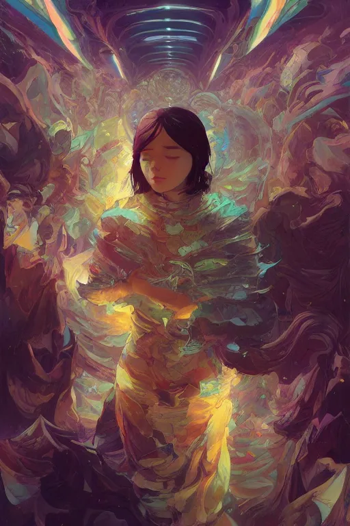 Image similar to transcendental visions, tooth wu, dan mumford, beeple, wlop, rossdraws, james jean, marc simonetti, artstation giuseppe dangelico pino and michael garmash and rob rey and greg manchess and huang guangjian and makoto shinkai