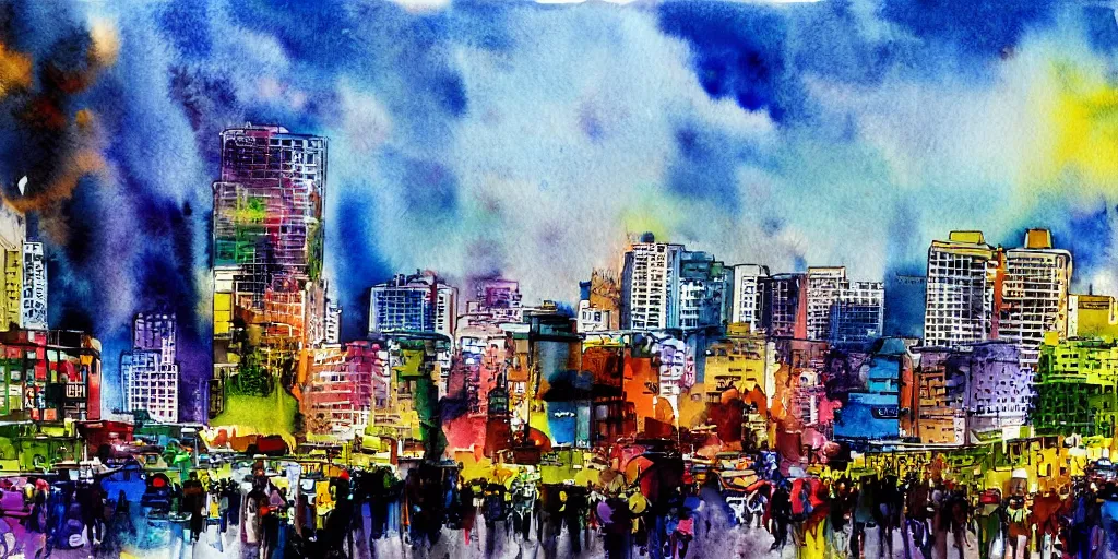 Prompt: a cinematic and dramatic colorful watercolor painting of nairobi city