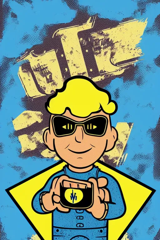 Image similar to fallout 7 6 retro futurist illustration art by butcher billy, sticker, colorful, illustration, highly detailed, simple, smooth and clean vector curves, no jagged lines, vector art, smooth andy warhol style