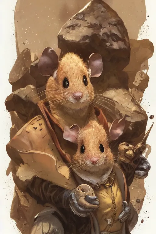 Prompt: portrait of the mousefolk smiter wearing pantellerite signet by artgerm and Craig Mullins, James Jean, Andrey Ryabovichev, Mark Simonetti and Peter Morbacher 16k