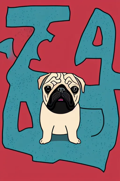 Prompt: Pug as a serial killer, sticker, colorful, illustration, highly detailed, simple, smooth and clean vector curves, no jagged lines, vector art, smooth