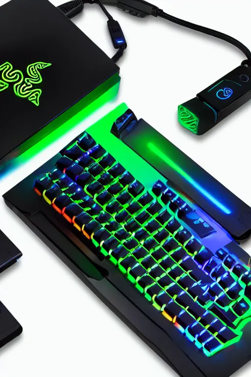 Image similar to razer gaming VODKA, rgb lights, promotional photo