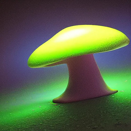 Prompt: A realistic detailled matte painting of a neon mushroom, neon particules, neon lights, neon mushrooms, alien ground, neon fog, light particules, by Edouard manet, Rembranlt, detailled light, realistic shaders, trending on artisation, detailed textures, detailed, realistic.