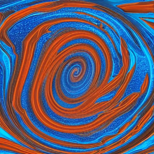 Prompt: wave of water particles, blue, orange, and brown colors, curl noise, vortex, simulation, featured on behance, generative art, uhd image, fractalism, painterly, refik anadol, media art, media facde, motion graphic, particles, fluids, 3 d, rendering, octane, c 4 d