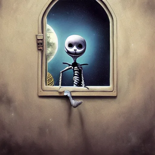 Image similar to michal karcz surrealism Pastel painting of the end of an astronaut happy in the galaxy. , in the style of jack skellington, in the style of a clown, loony toons style, love theme, detailed, elegant, intricate, 4k, Renaissance painting