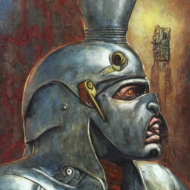 Image similar to artwork by Enki Bilal showing Horus