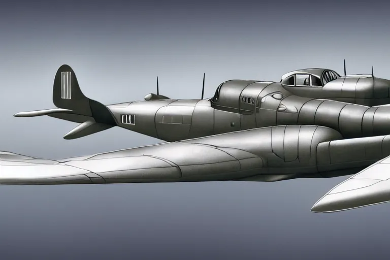 Prompt: Concept art of a retrofuturistic 1930s warplane