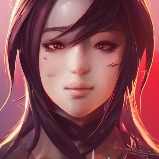 Image similar to a female warrior, character art portrait, anime key visual, official media, illustrated by wlop, extremely detailed, 8 k, trending on artstation, cinematic lighting, beautiful