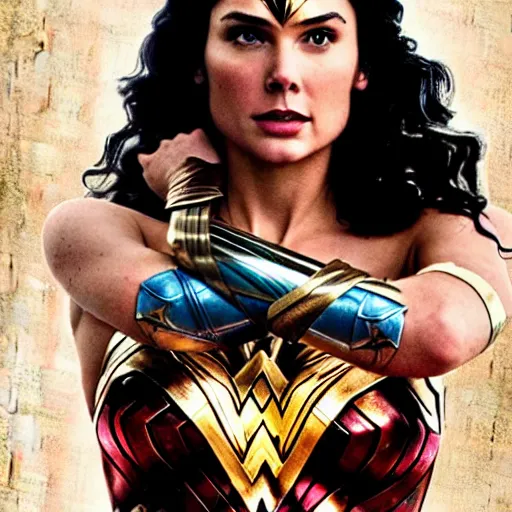 Image similar to wonder woman movie poster but with Gegia