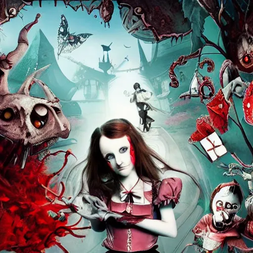 Image similar to very scary american mcgee's alice in wonderland madness returns sharp focus 8 k