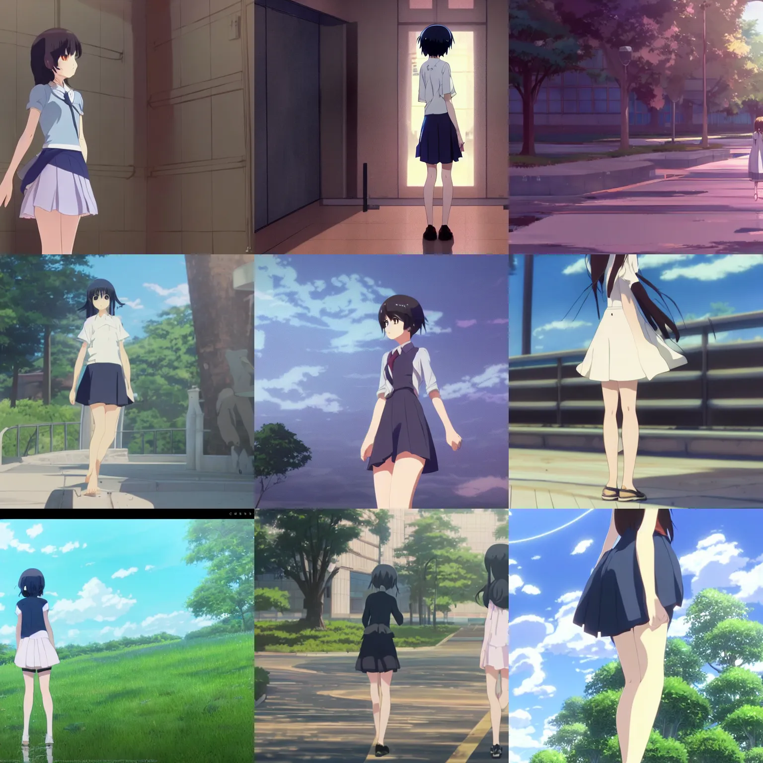 Prompt: beautiful short skirt, design, animation, by makoto shinkai