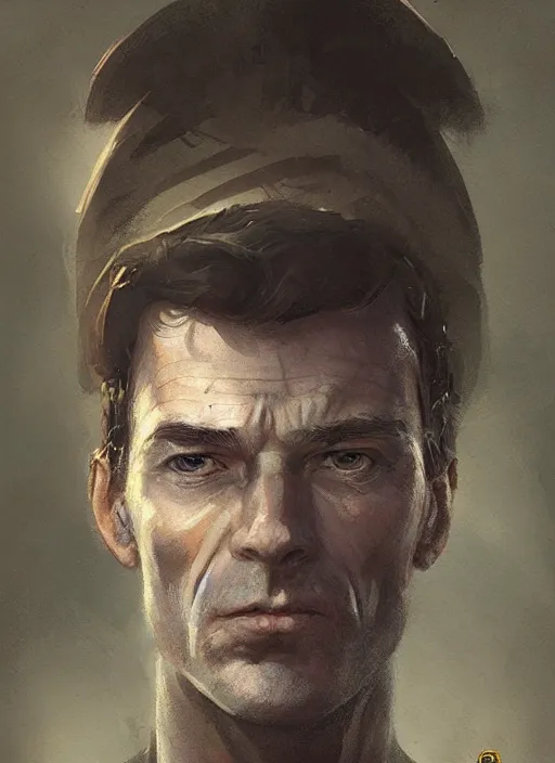 Image similar to a portrait of sam vimes, beautiful painting with highly detailed face by greg rutkowski and magali villanueve