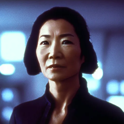 Prompt: portrait of michelle yeoh playing as luke sywalker in star wars ( 1 9 7 7 ) sharp focus, shallow depth of field, 4 k editorial photograph, cinematic lighting