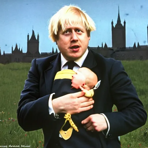 Image similar to Boris Johnson as the childsnatcher from Chitty Chitty Bang Bang